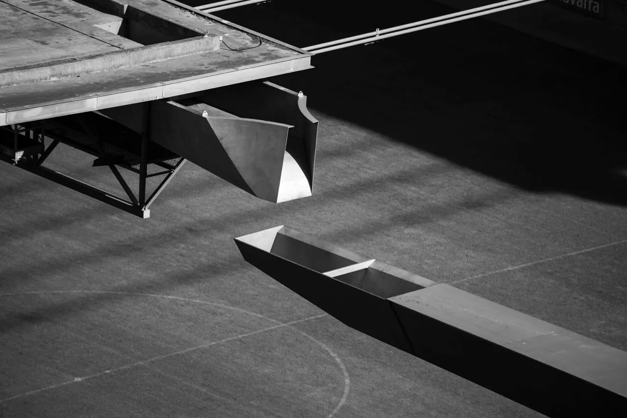 A photograph of the gutter system on the Braga Municipal Stadium